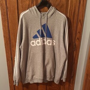 Adidas Gray Hoodie with Blue Graphic